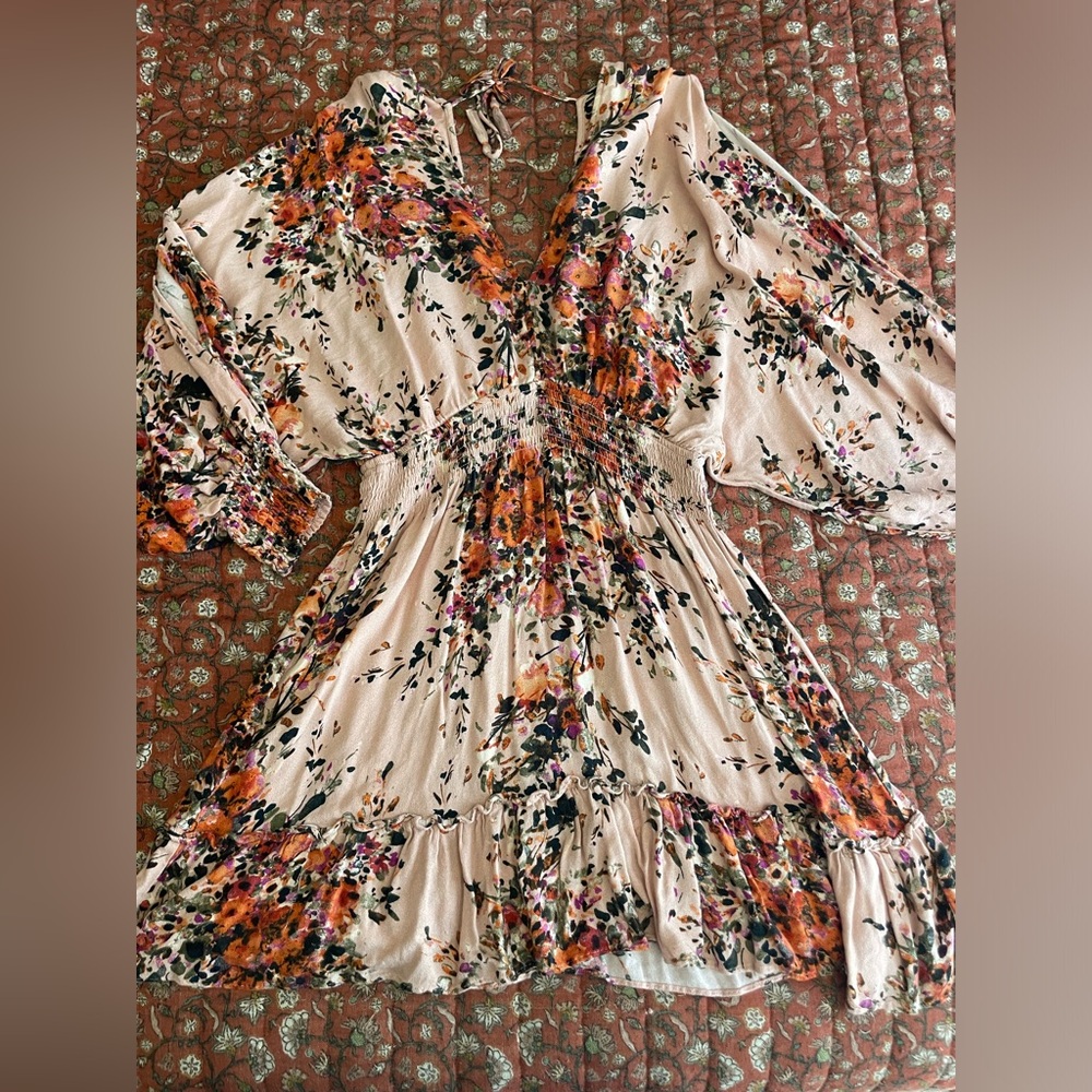 Pink floral mini dress